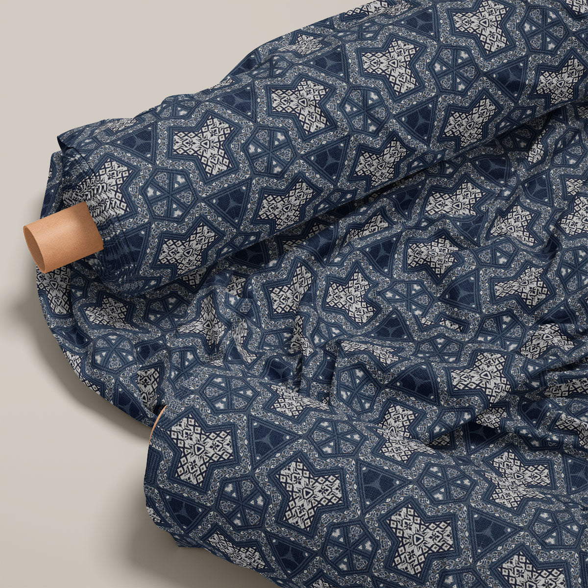 Metallic Silver Vintage Ornamental Watercolor Geometric Print