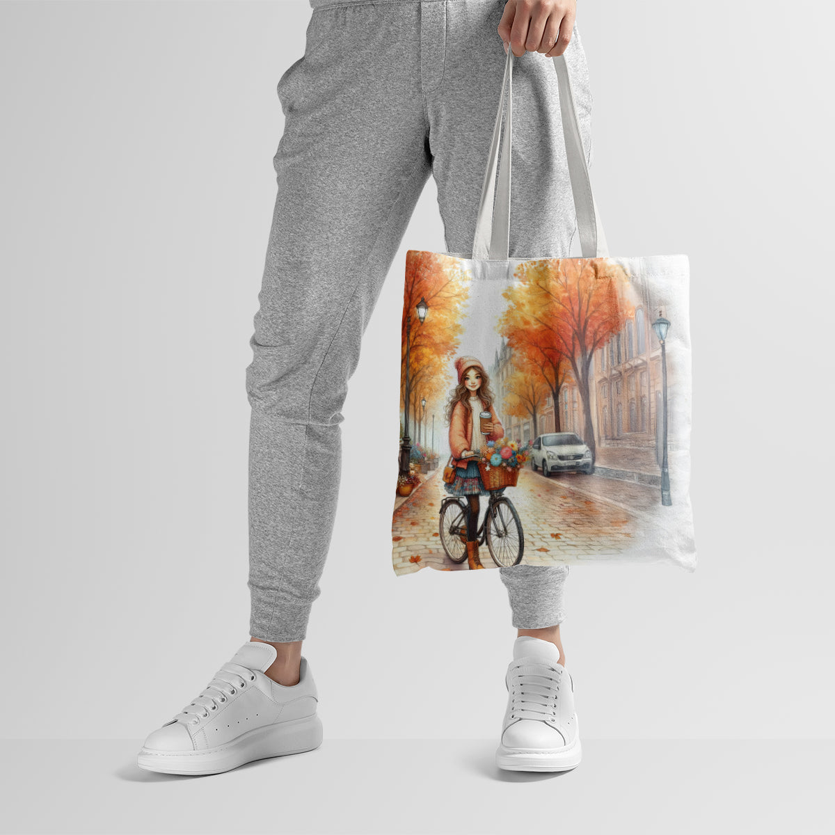 Soft Summer Floral Girl Illustration Tote Bag