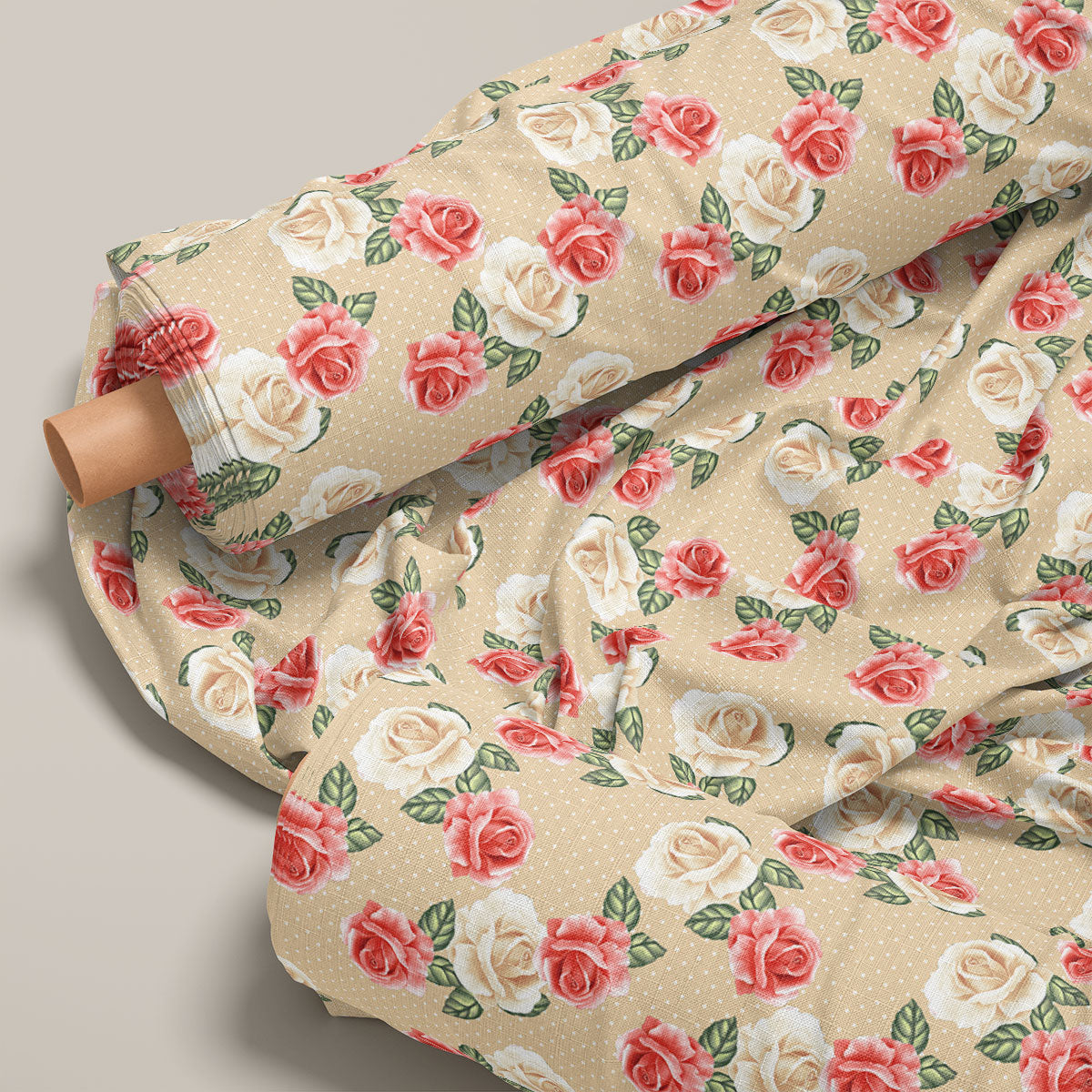 Peach Ruby Red Peonies Floral Print