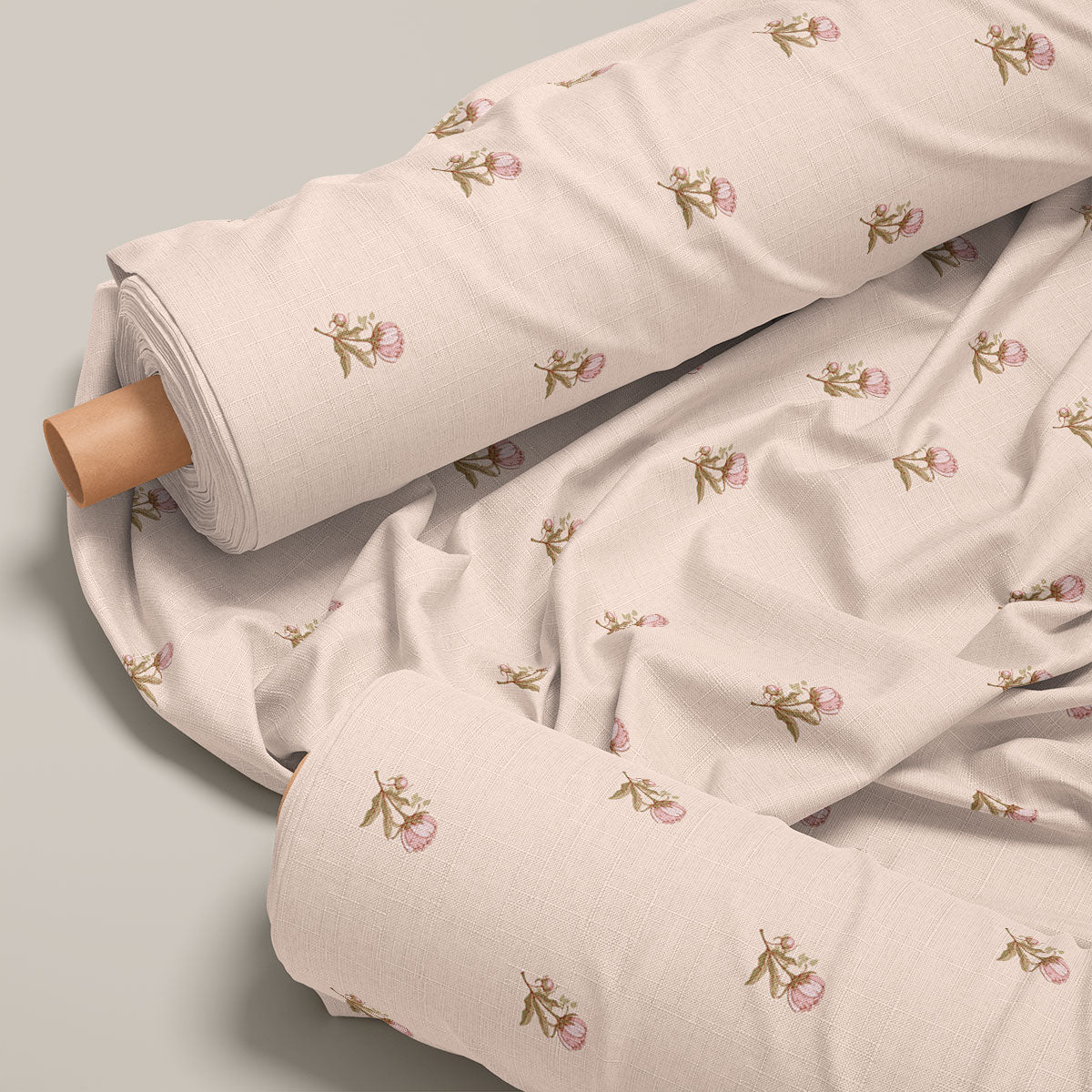 French Beige Rose Floral Print