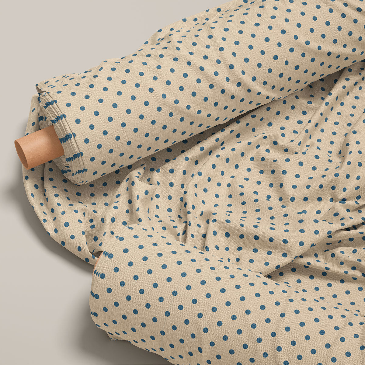 Mushroom And Blue Charcoal Polka Dots Print