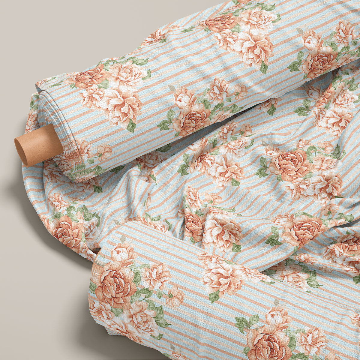 Deep Peach Vintage Roses Floral Print