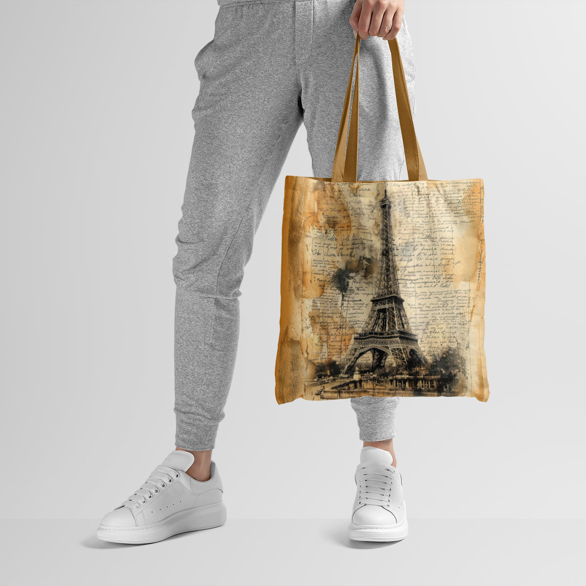 Rustic Paris Eiffel Ink-Wash Tote Bag