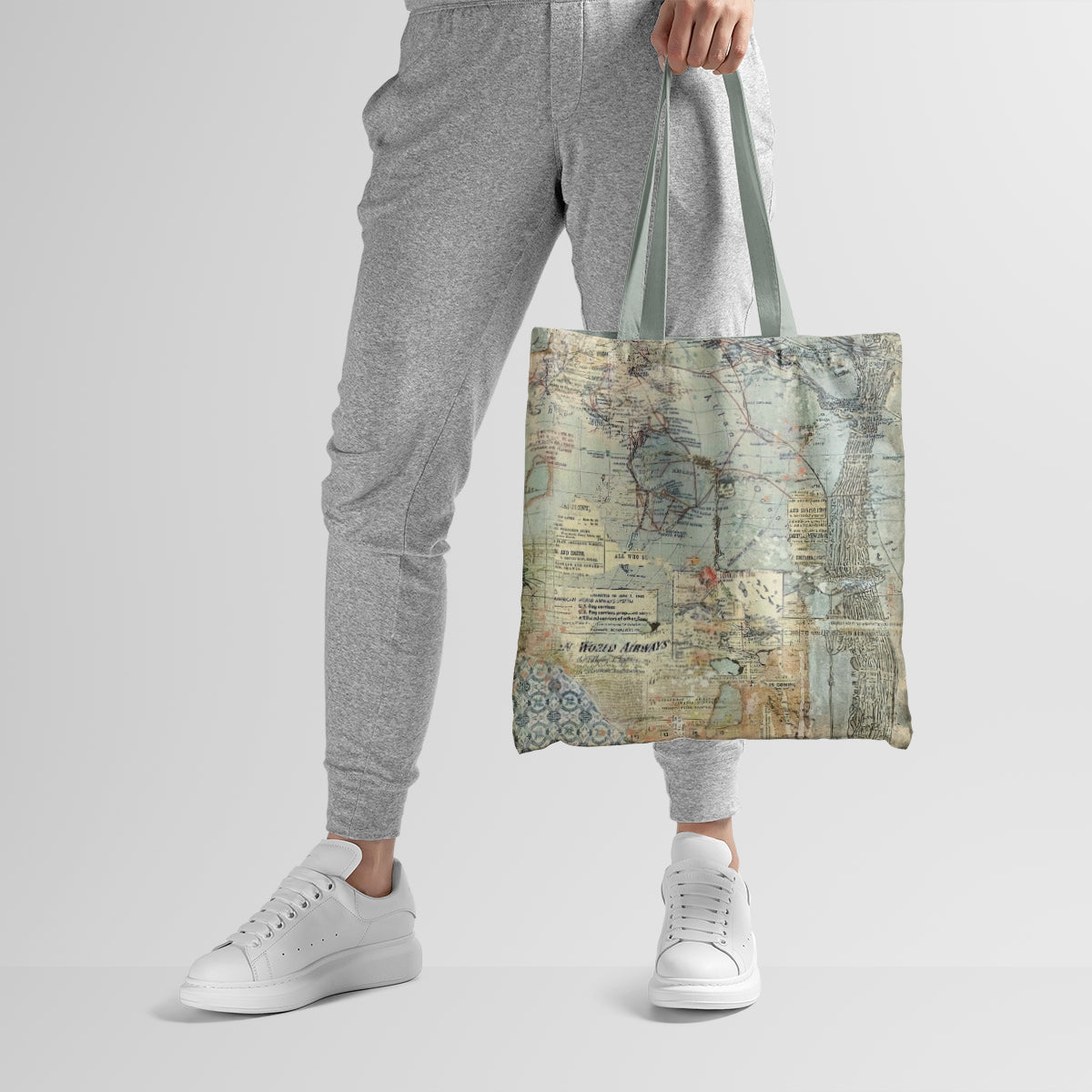 Vintage Explorer Map Travel Collage Tote Bag