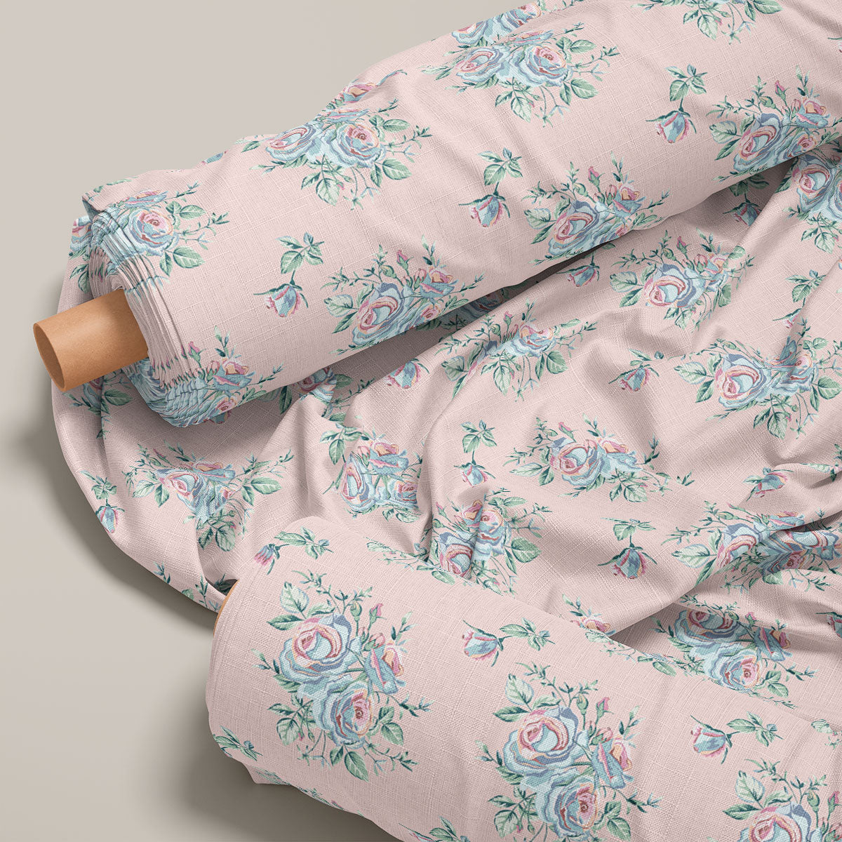 Vanilla Cloudy Blue Rose Floral Print