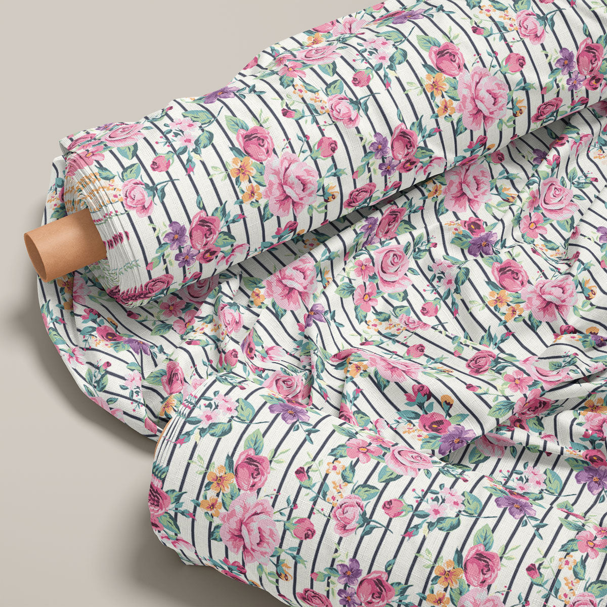 Pale Slate Rose Floral Print