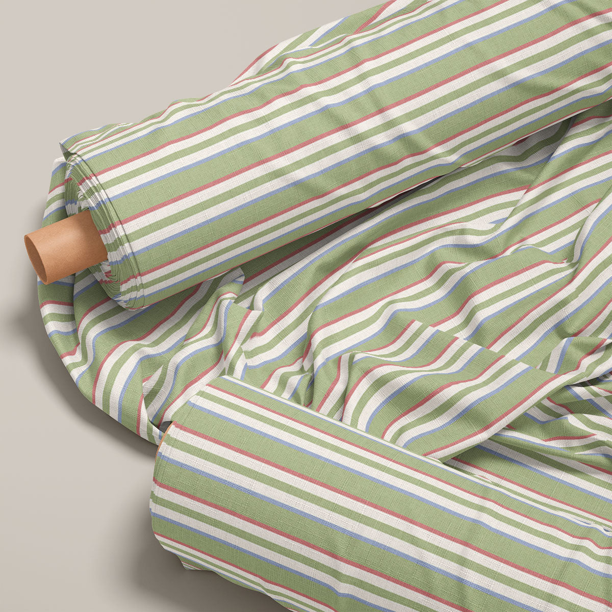 Khaki Green Stripes Print