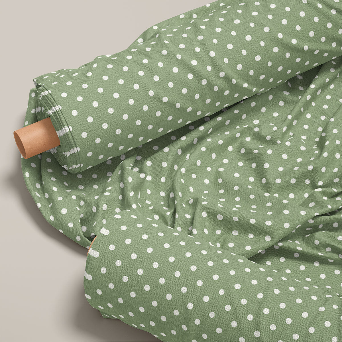 Muddy Green And Sea Mist Polka Dots Print