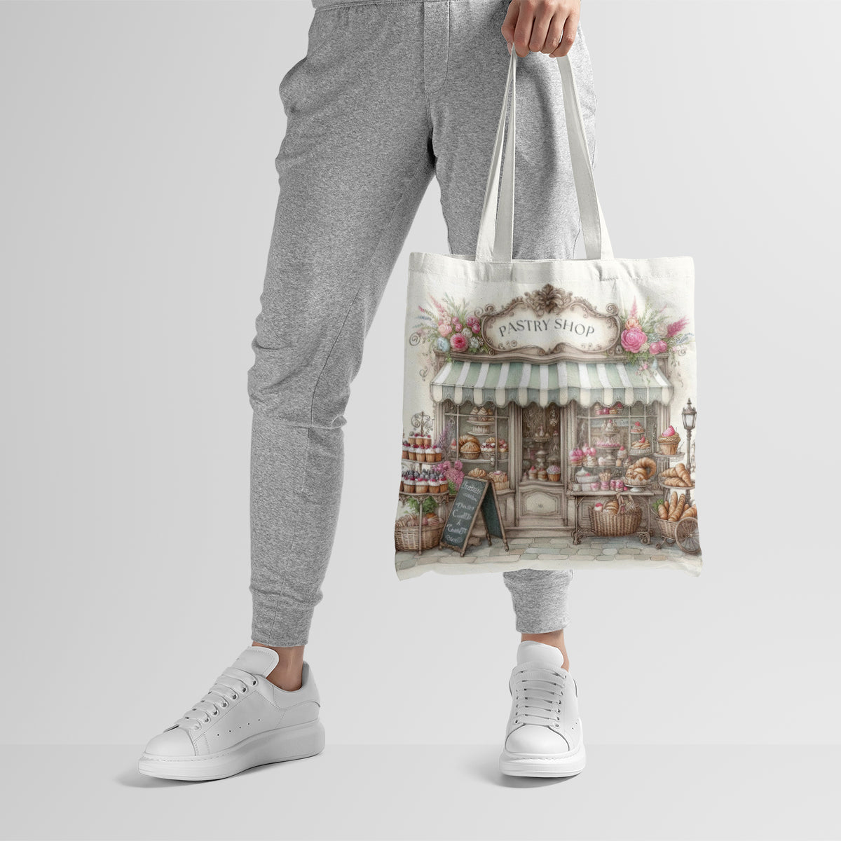 Pastel French Pastry Shop Illustration Tote Bag