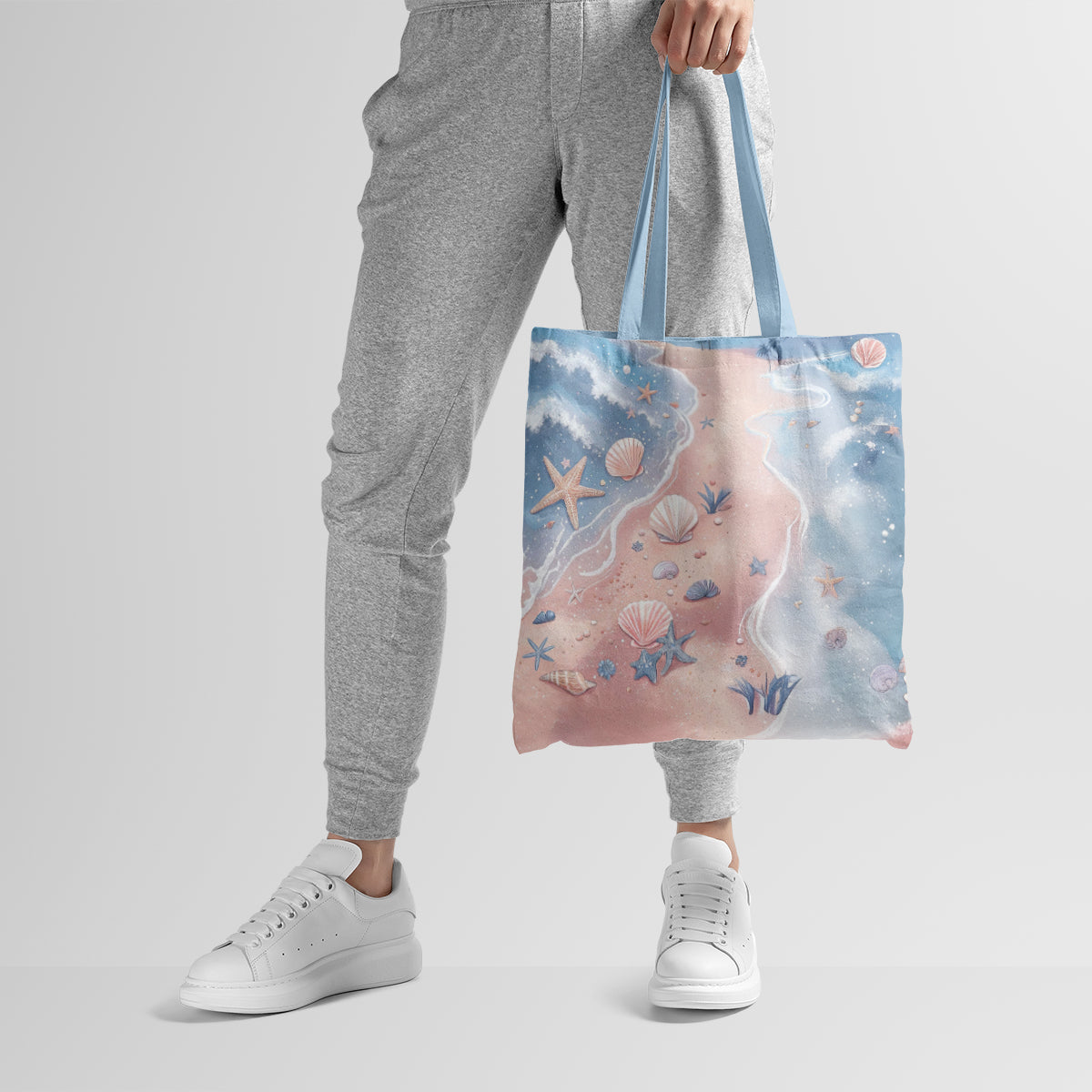 Pastel Seashell Shoreline Summer Tote Bag