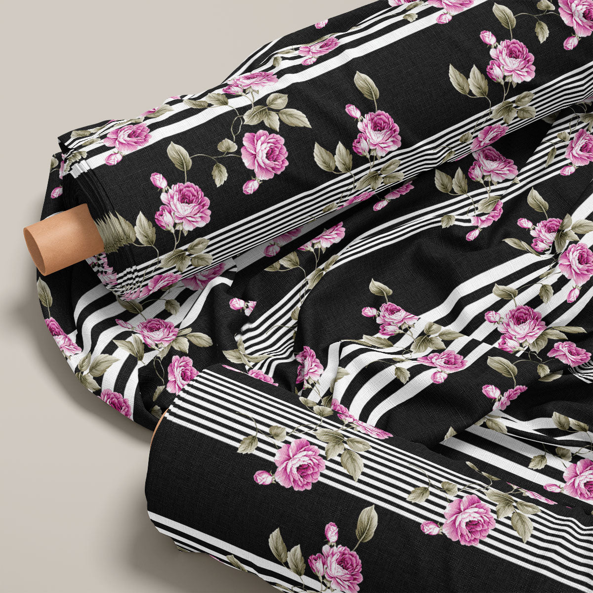 Bashful Pink Vintage Rose Floral Print