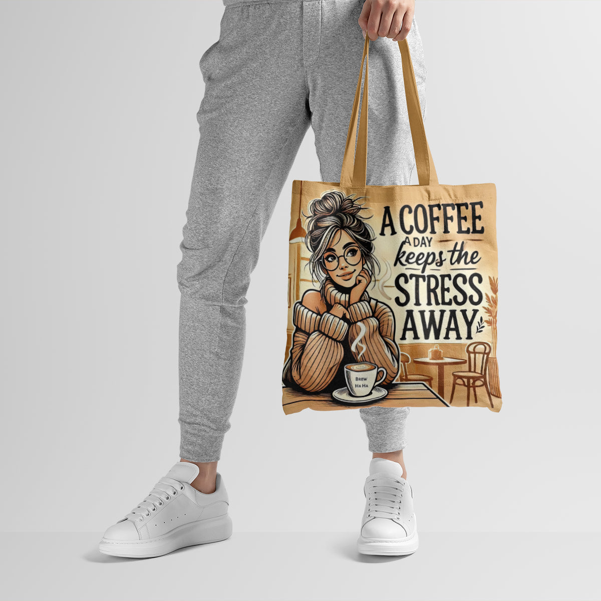Cozy Coffee Stress-Free Day Art Tote Bag