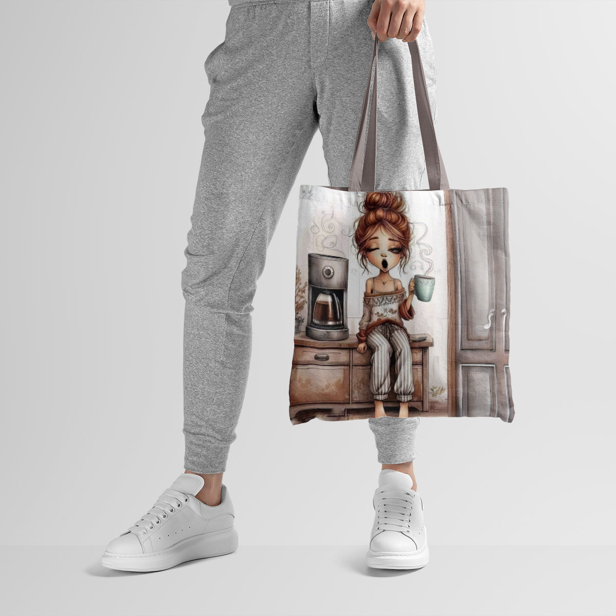 Morning Brew Cozy Kitchen Coffee Girl Tote Bag