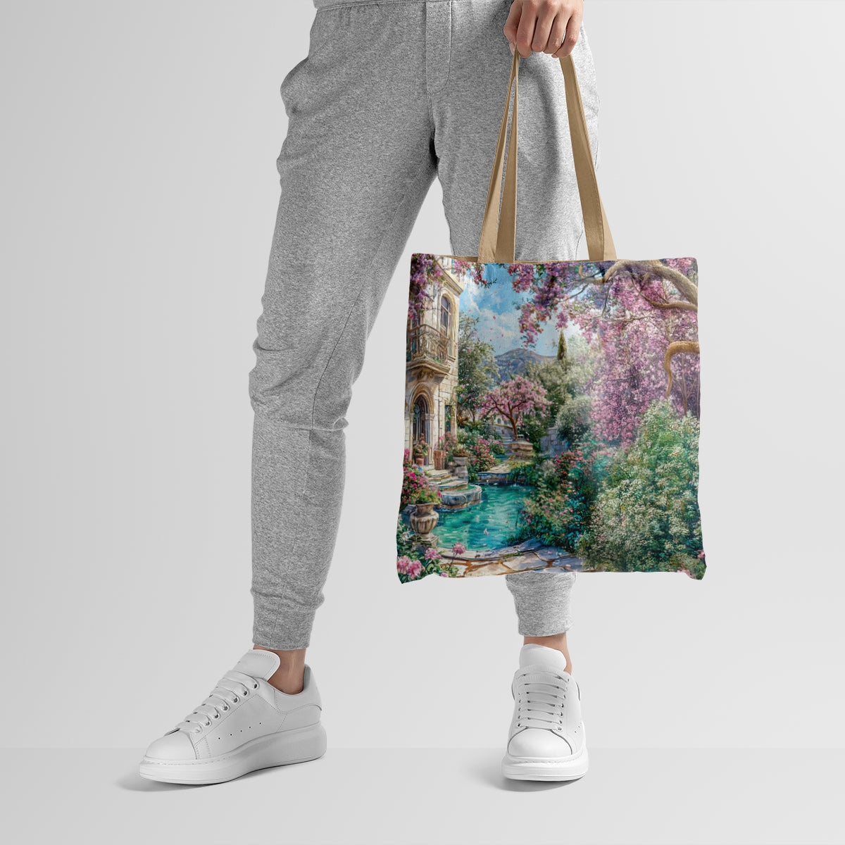 Romantic Blossom Mansion Garden Tote Bag