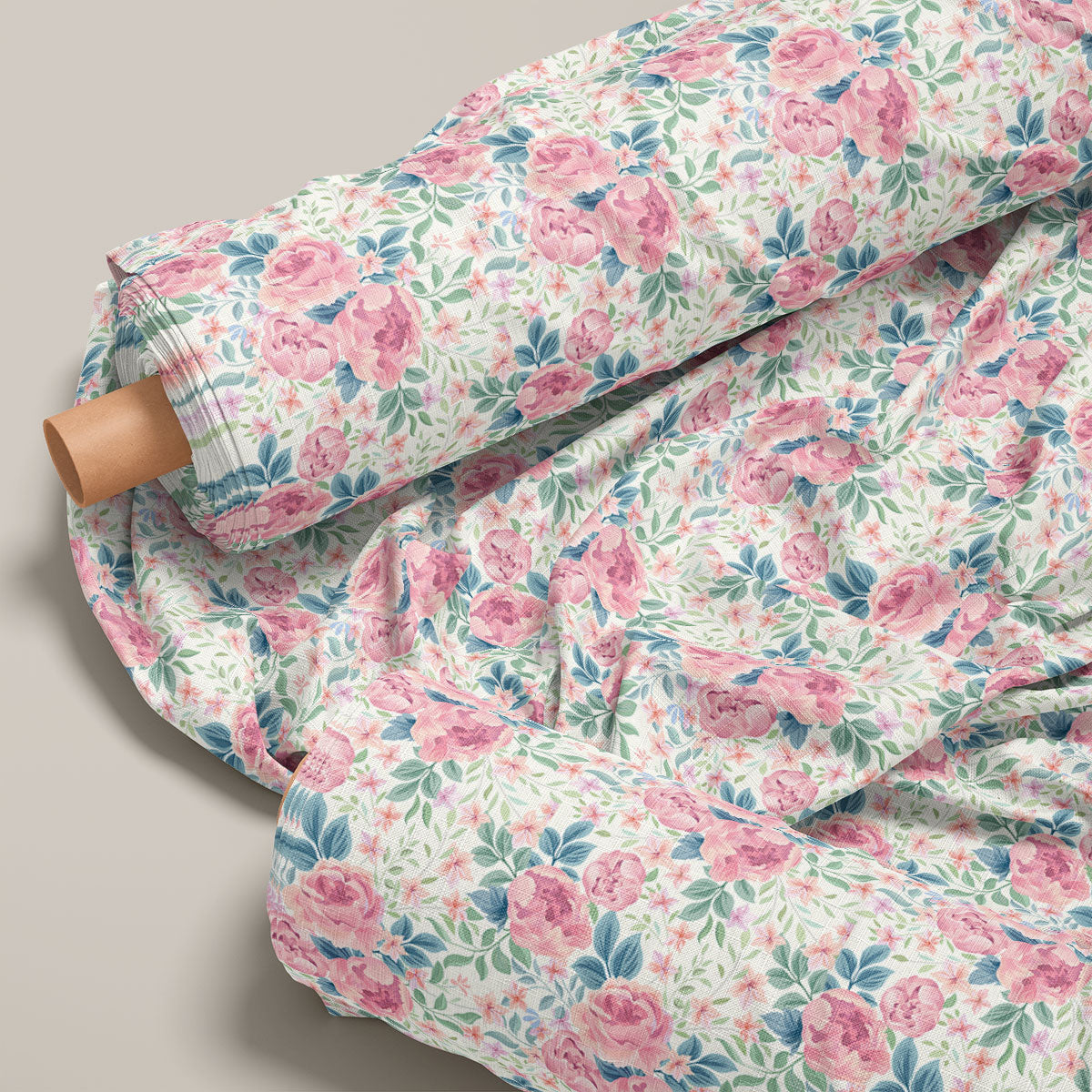 Thistle Green Peonies Floral Print