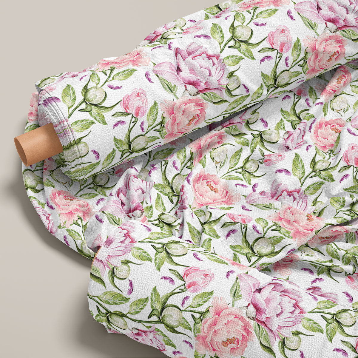 Light Maroon & Faded Pink Roses Floral Print