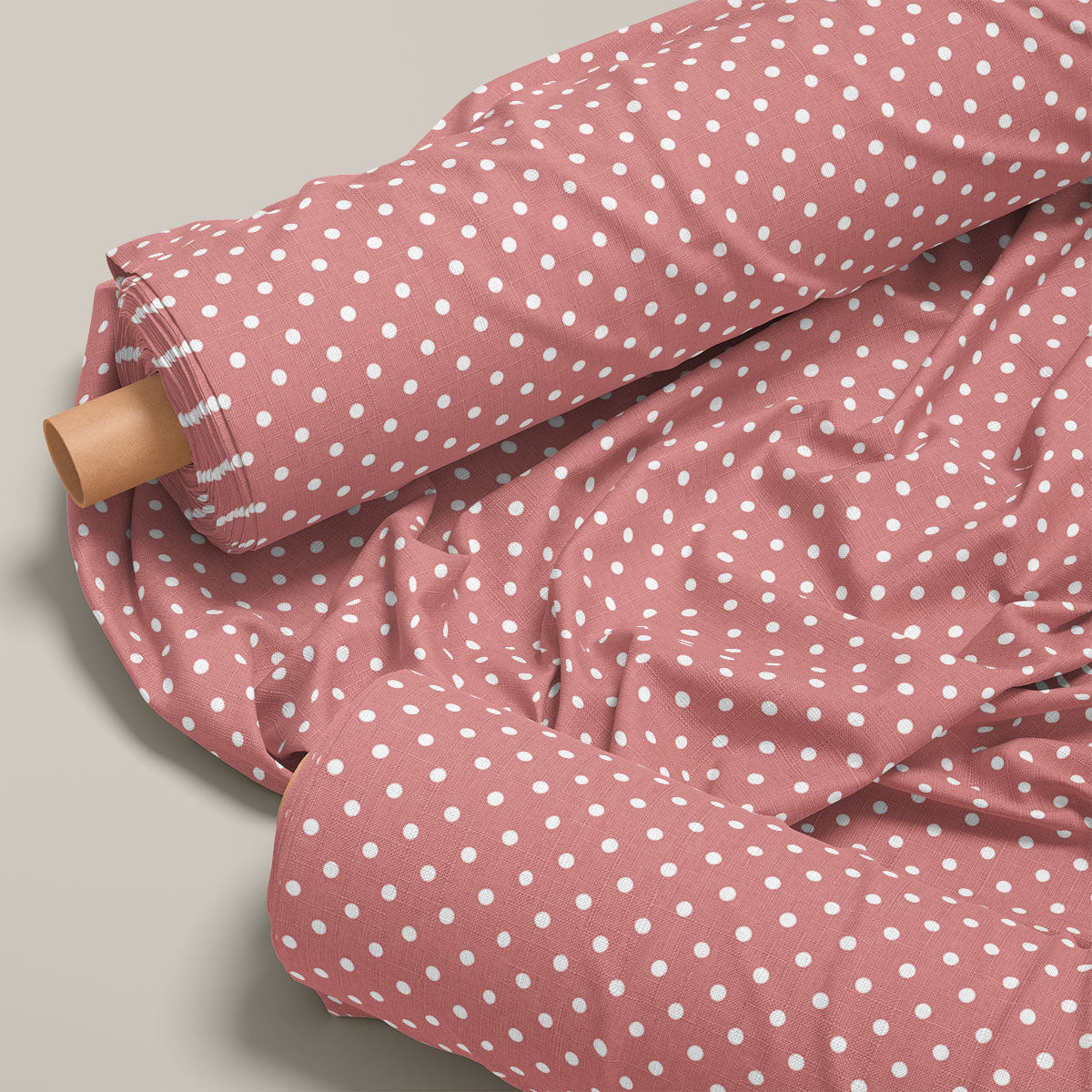 Dusty Red And White Rock Polka Dots Print