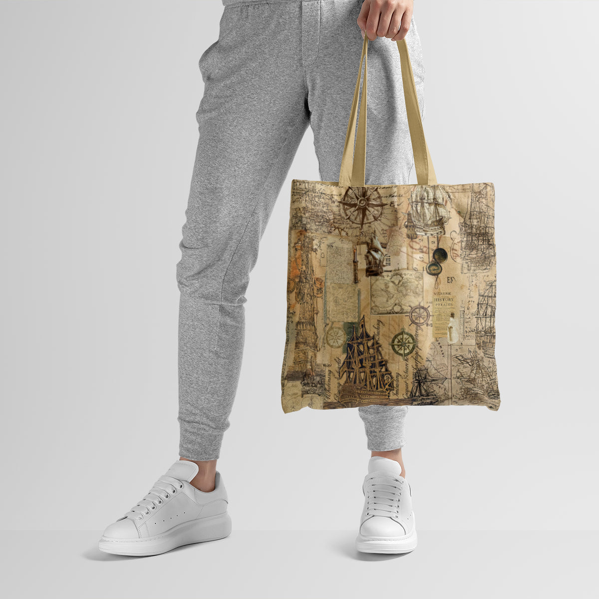 Vintage Nautical Explorer Map Collage Tote Bag
