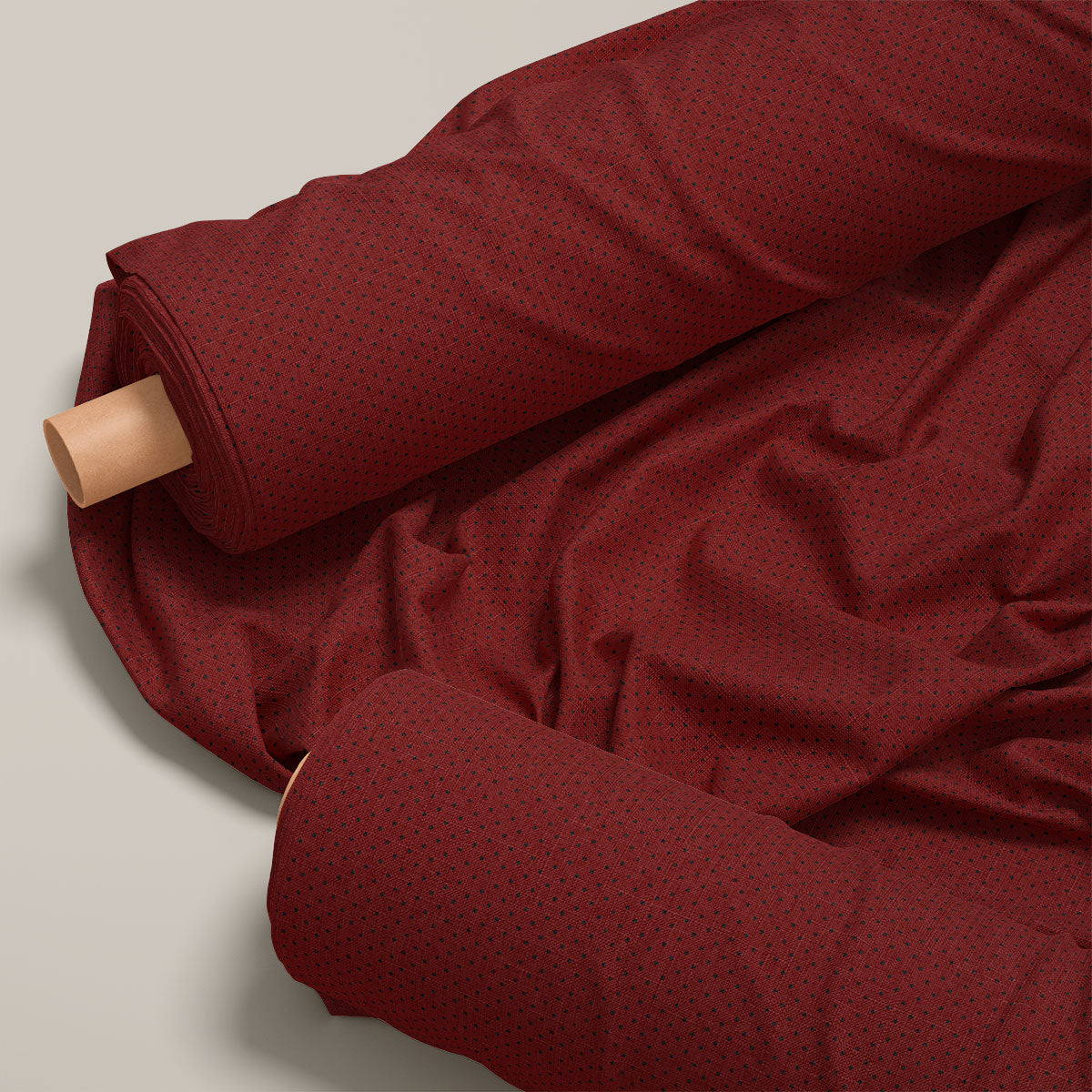 Redwood And Black Polka Dots Print