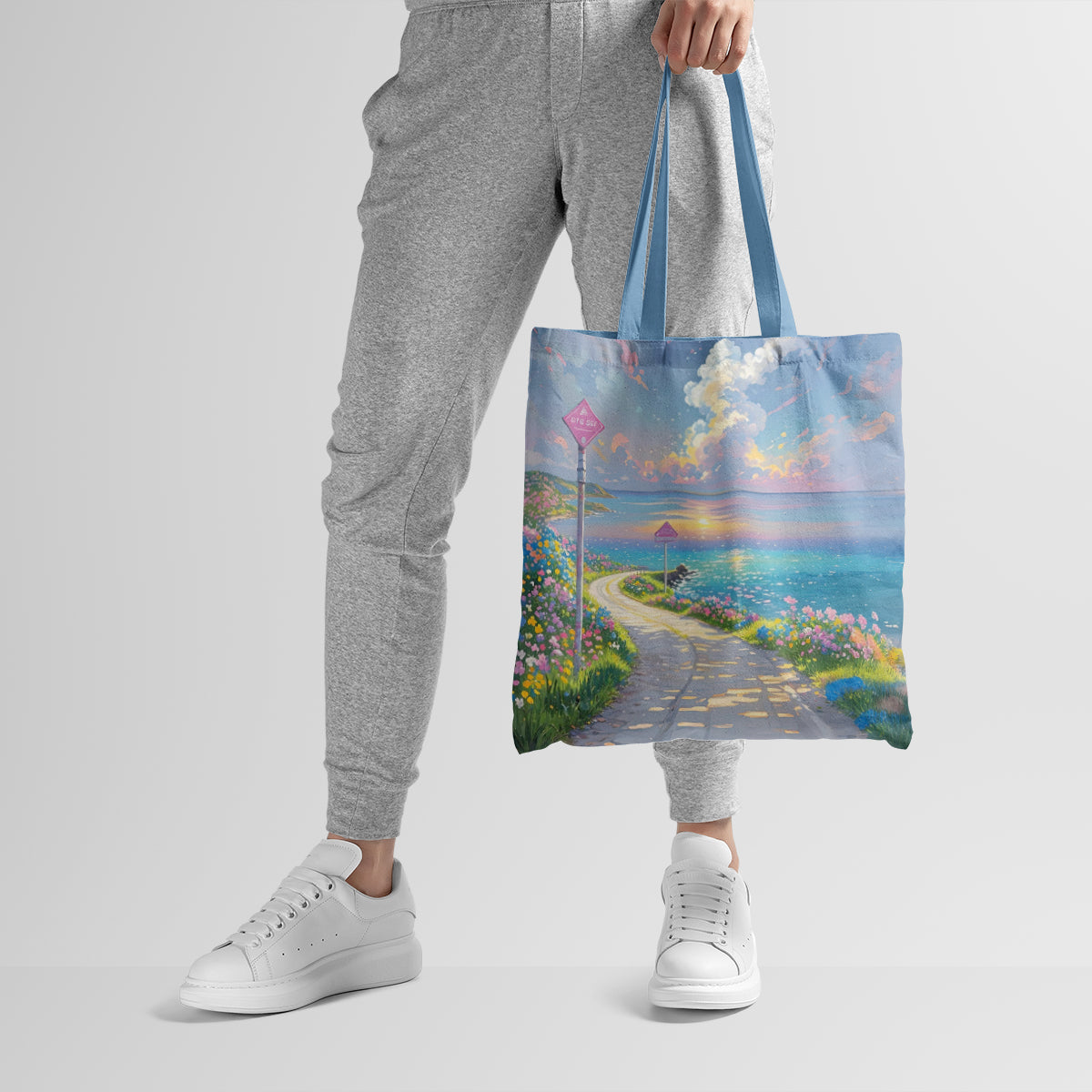 Sunset Coastal Path Dreamscape Tote Bag