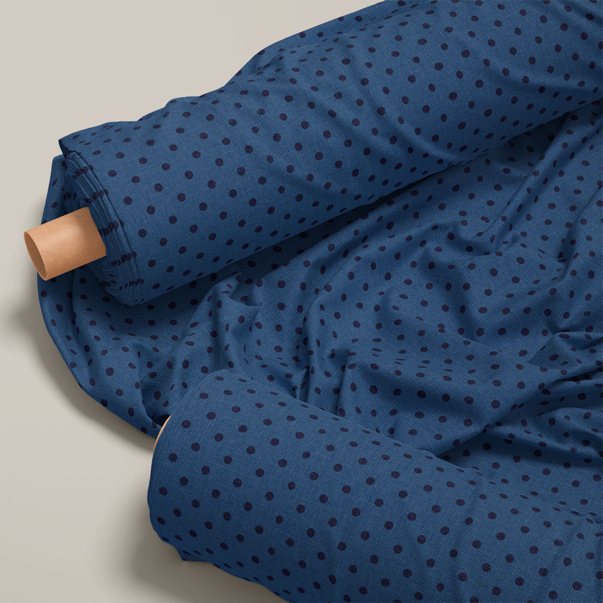 Blue Charcoal Polka Dots Print