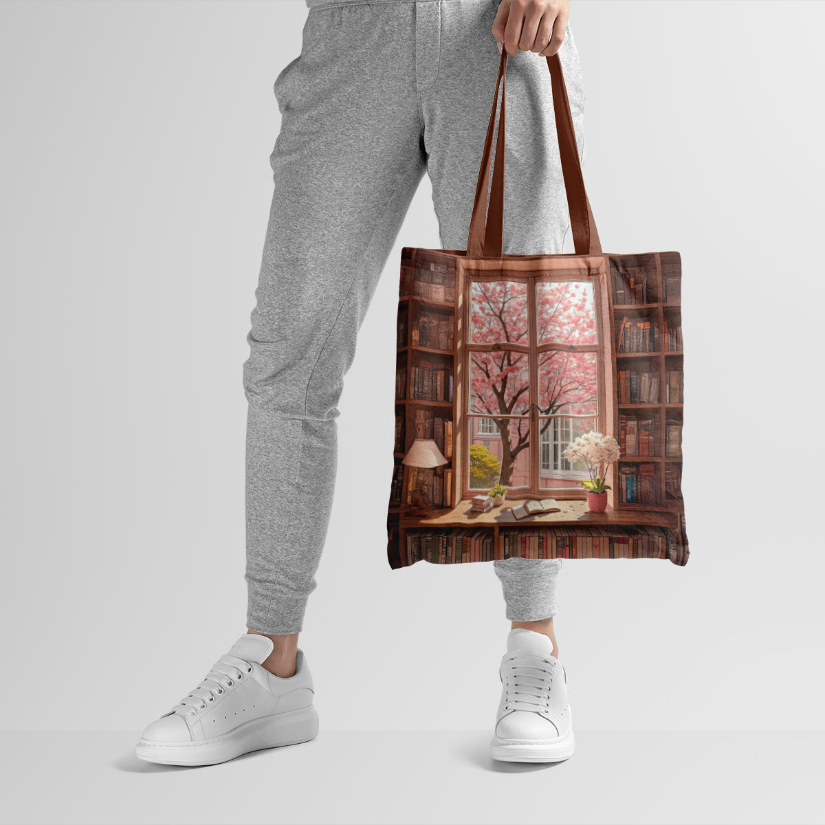 Cherry Blossom Reading Book Tote Bag