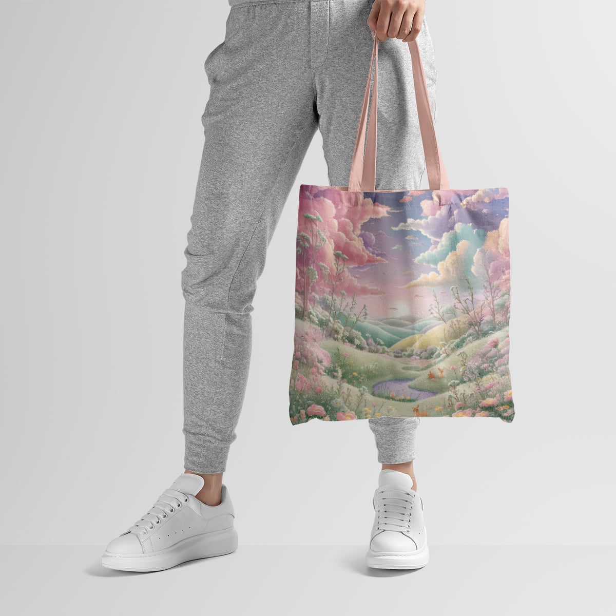 Pastel Sunrise Fantasy Hills Art Tote Bag
