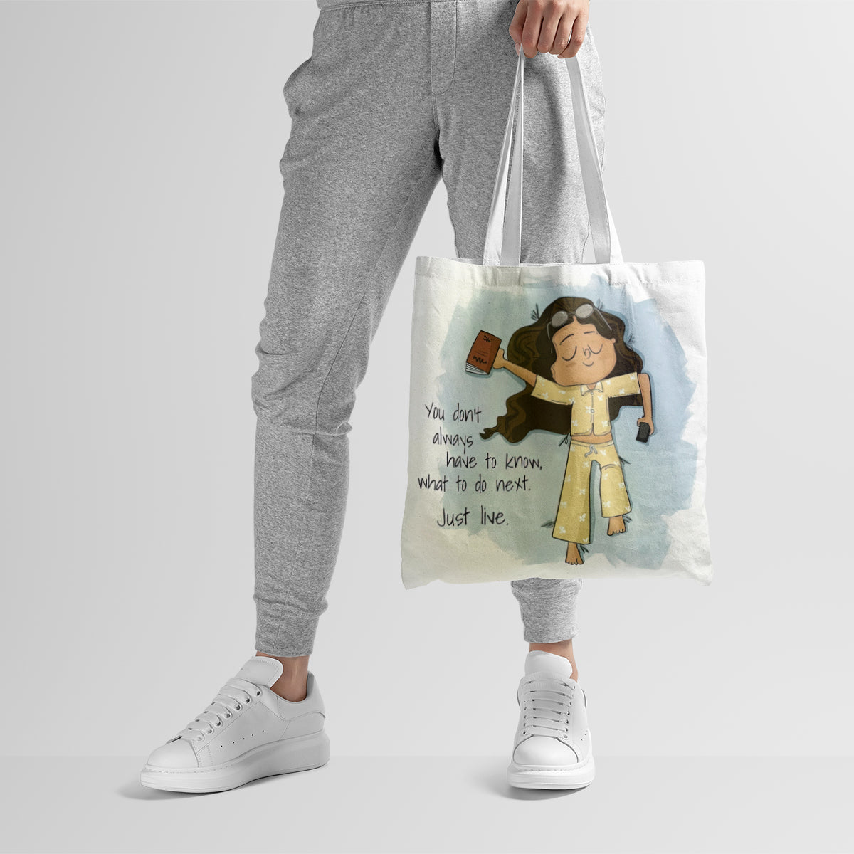 Just Live Chill Life Illustration Tote Bag