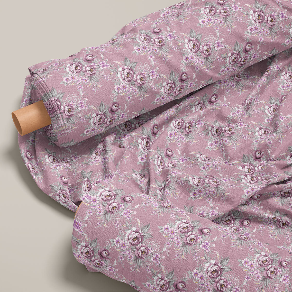 Lipstick Pink Vintage Rose Floral Print