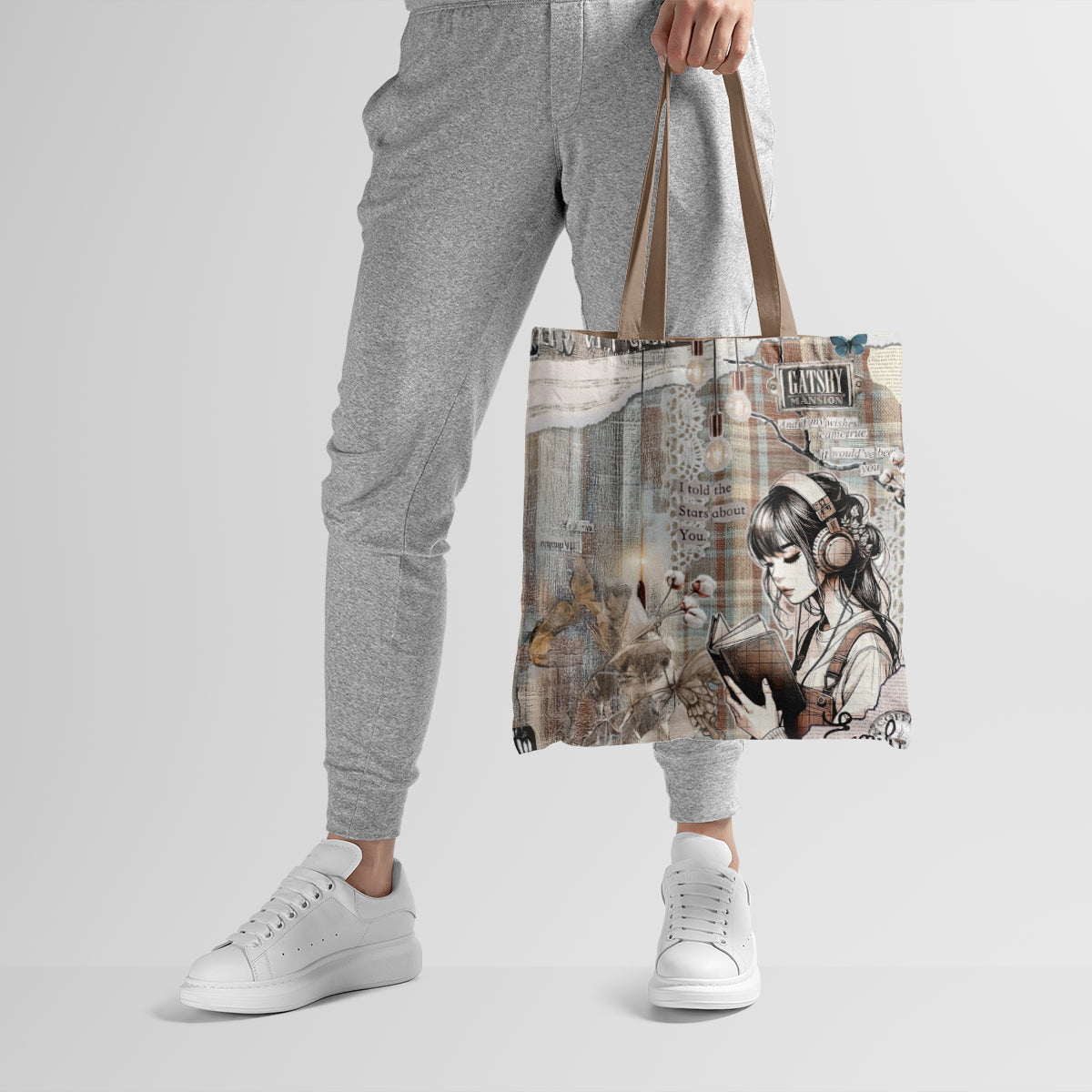 Vintage Collage Reader Aesthetic Tote Bag