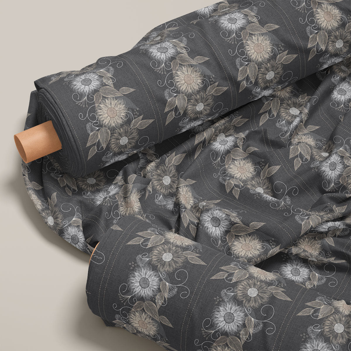 Charcoal Grey Floral Print