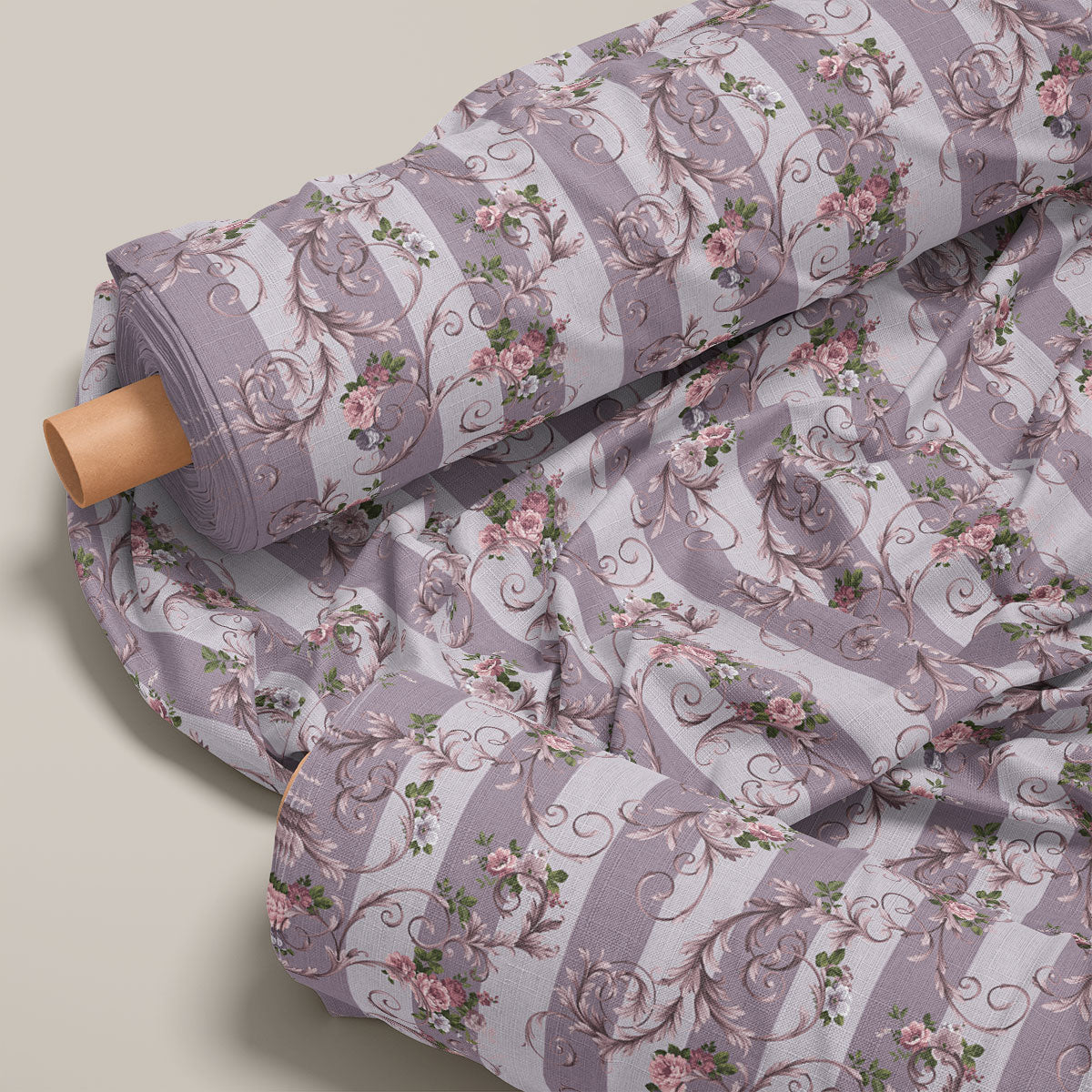 Languid Lavender Vintage Roses Floral Print