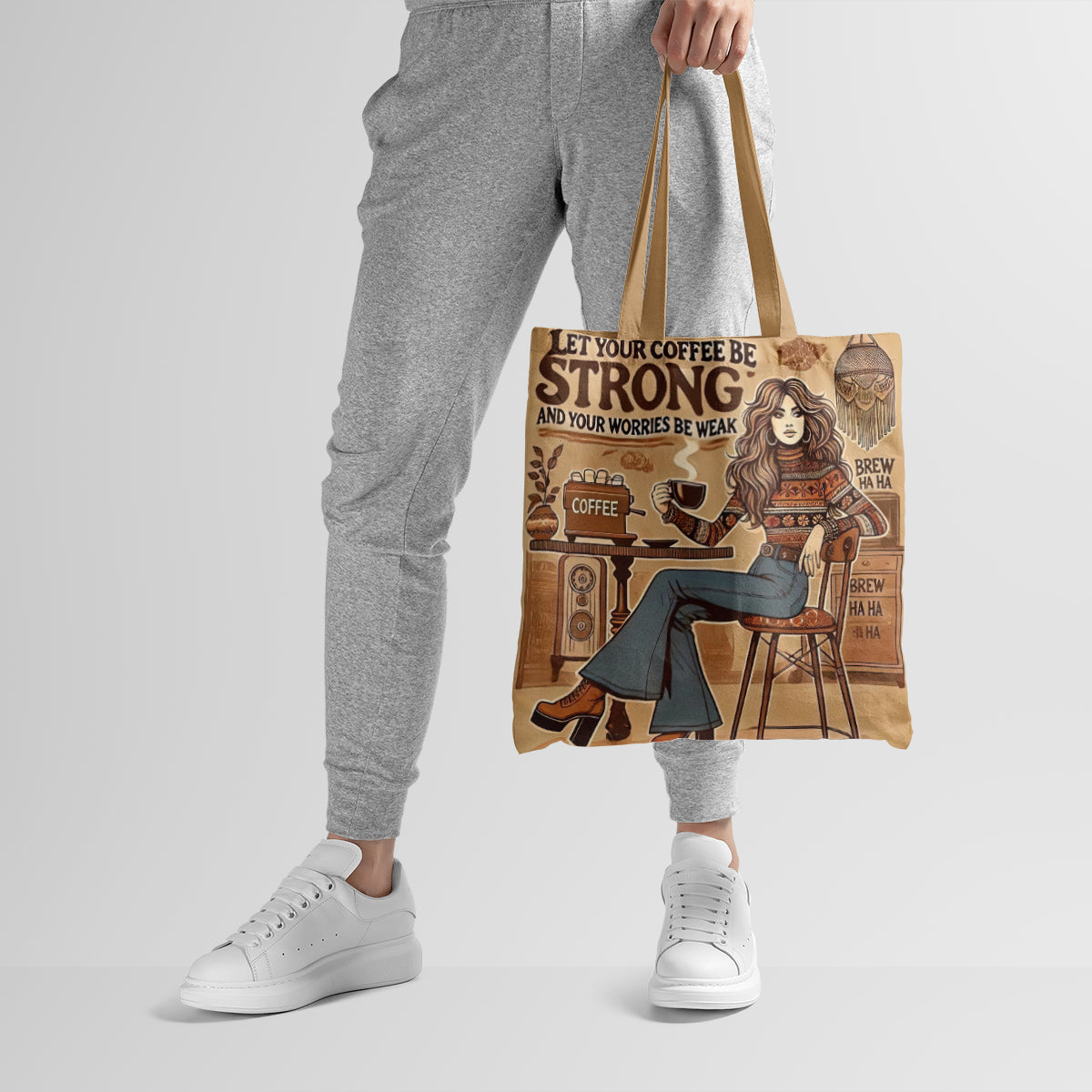 Vintage Strong Brew Café Girl Tote Bag