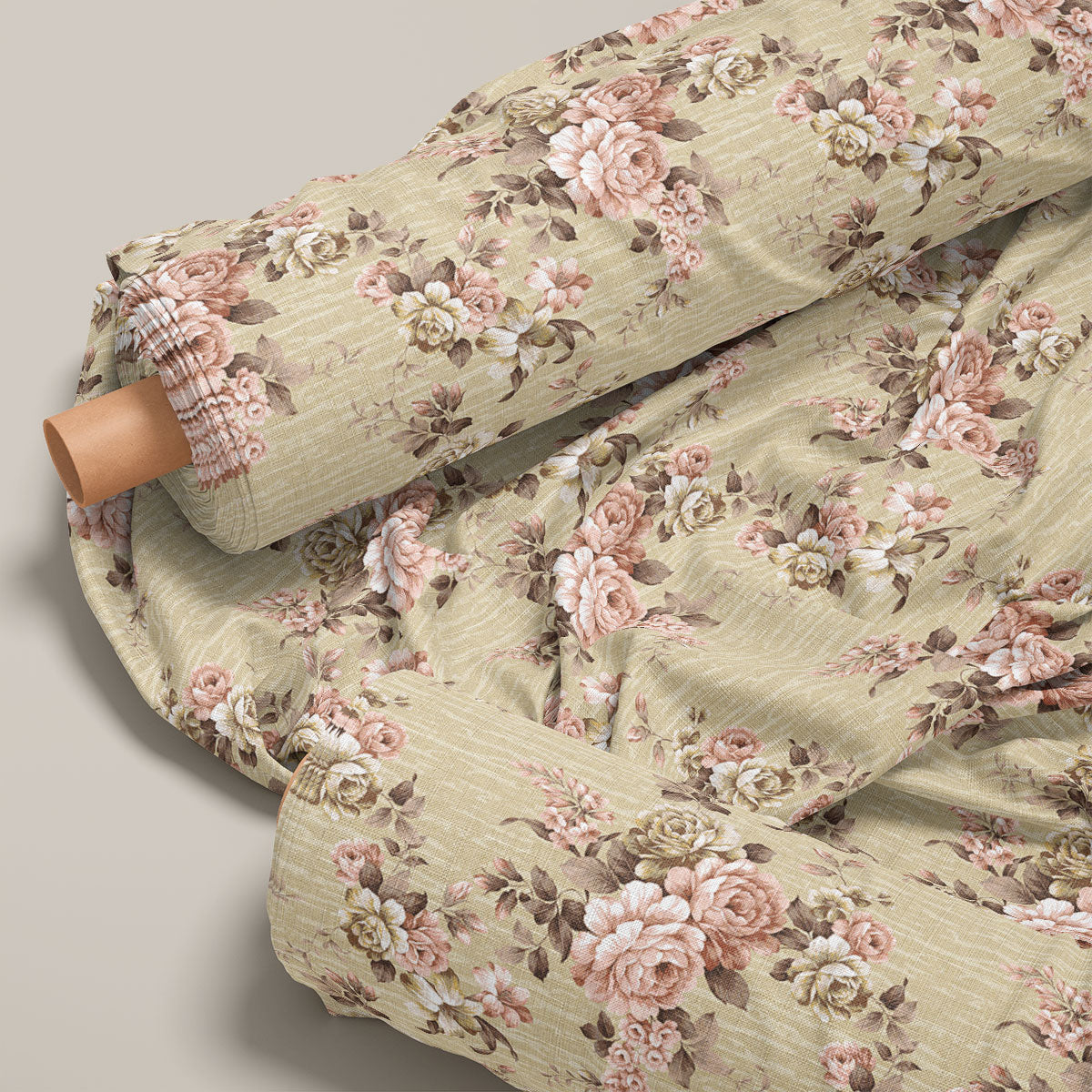 Grey Olive Vintage Roses Floral Print