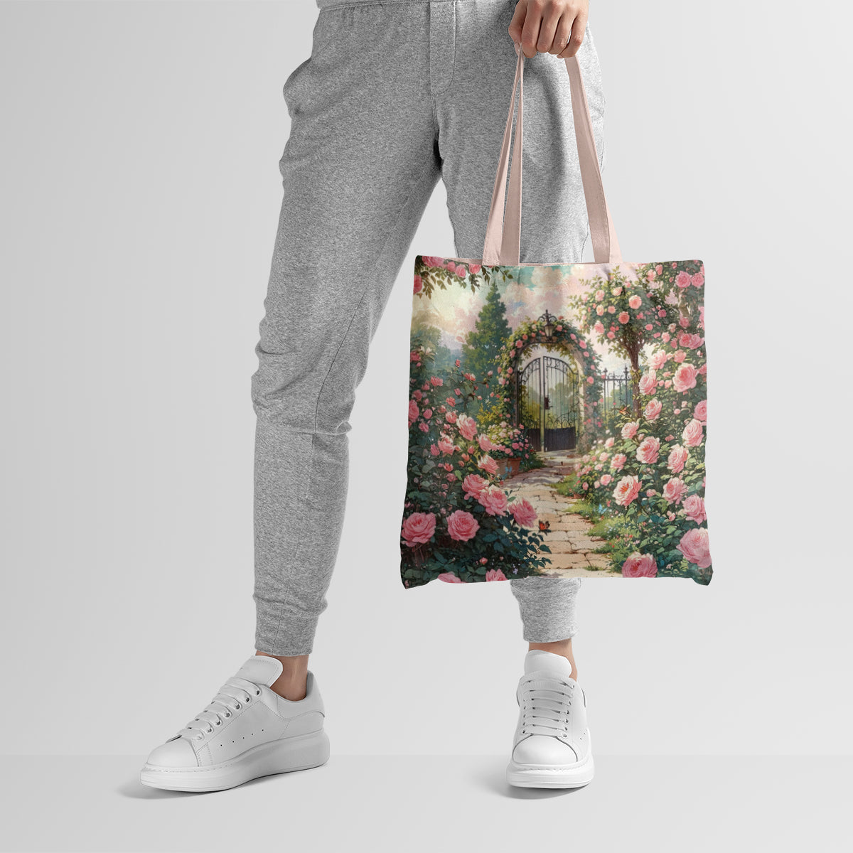 Rose Garden Gate Romantic Tote Bag