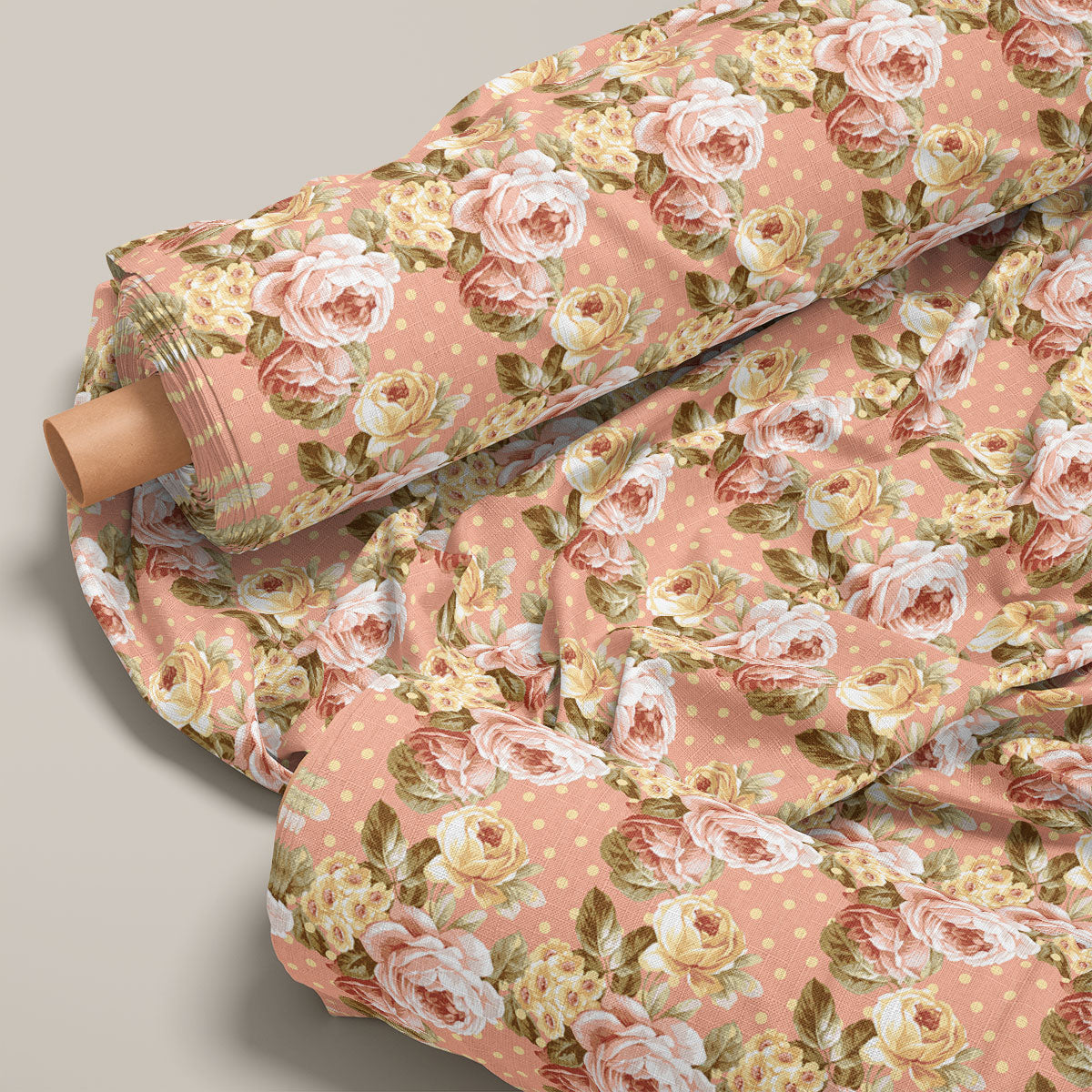 Pale Taupe Vintage Roses Floral Print