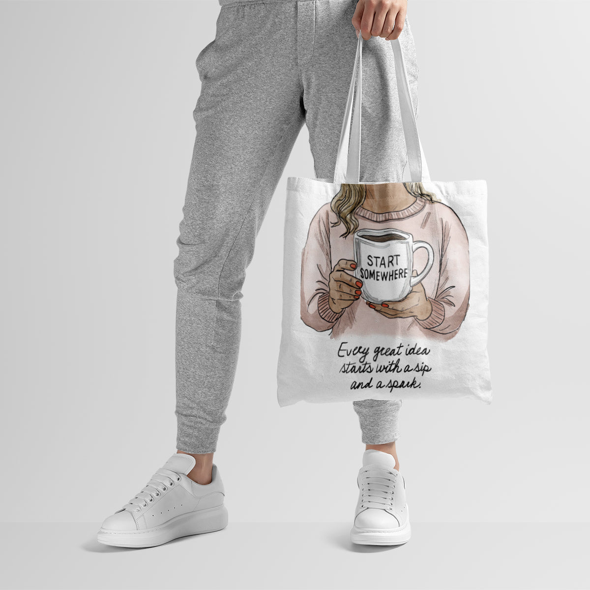 Start Somewhere Coffee Motivation Tote Bag