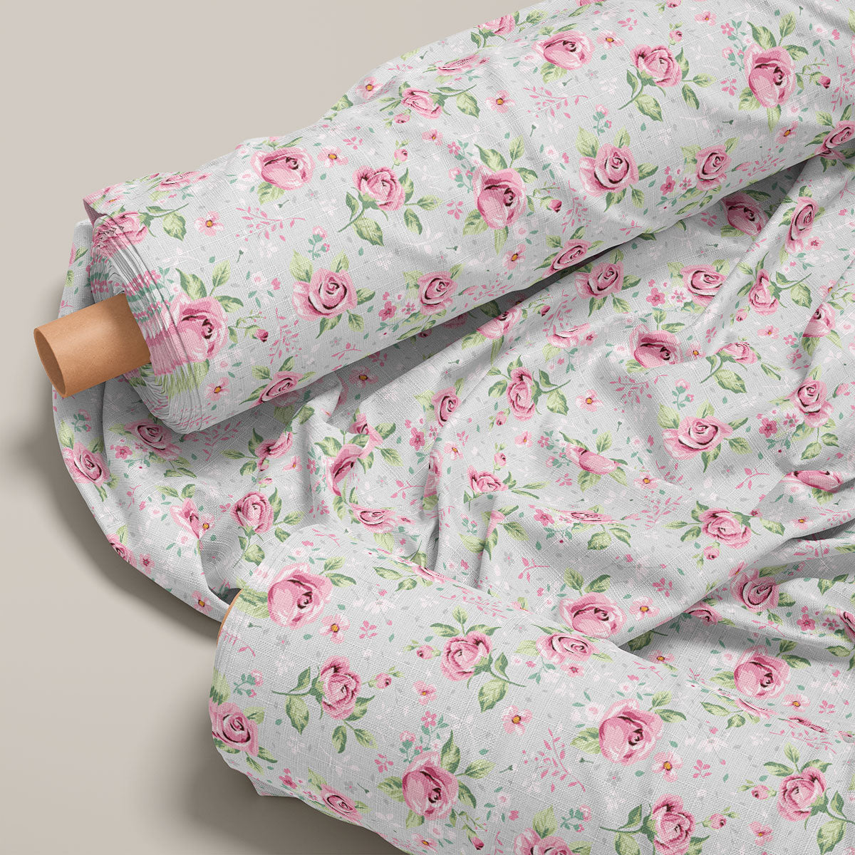 Cloud & Old Pink Roses Floral Print