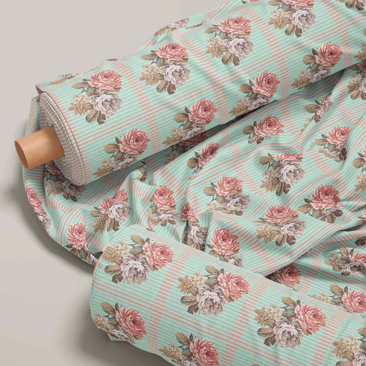 Reddish Grey Vintage Roses Floral Print