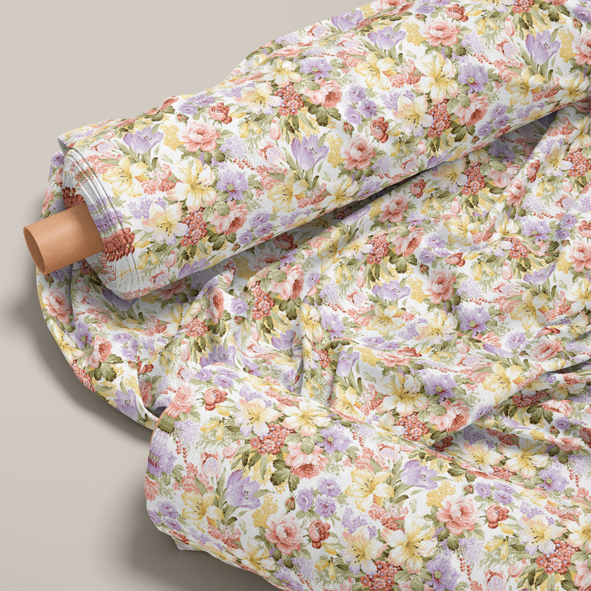 Pale Slate Flax Floral Print