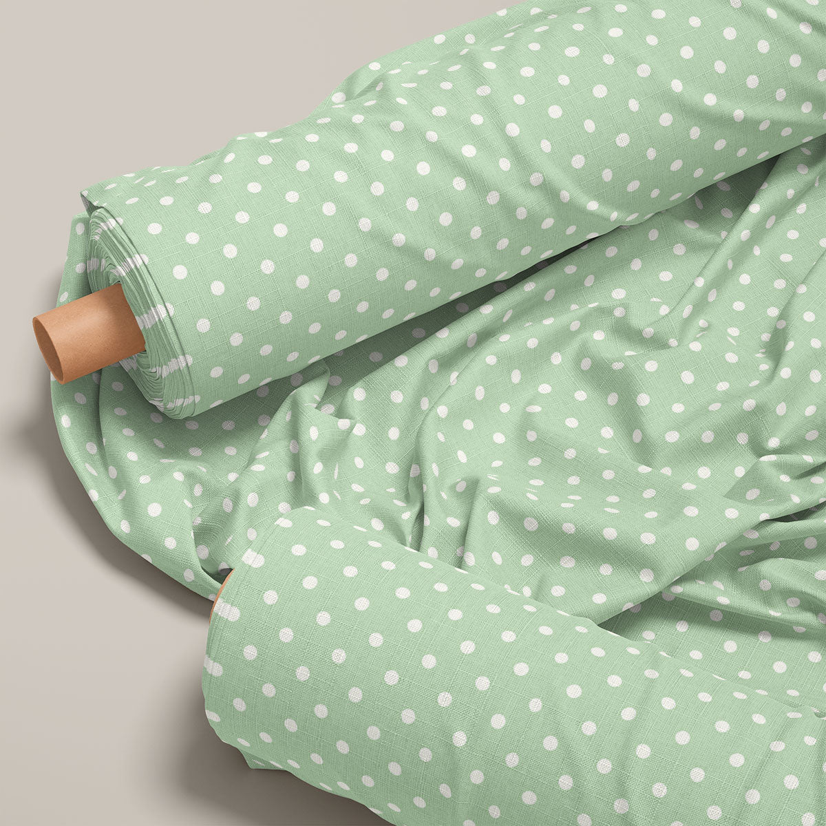 Greyish Green And Clay Ash  Polka Dots Print