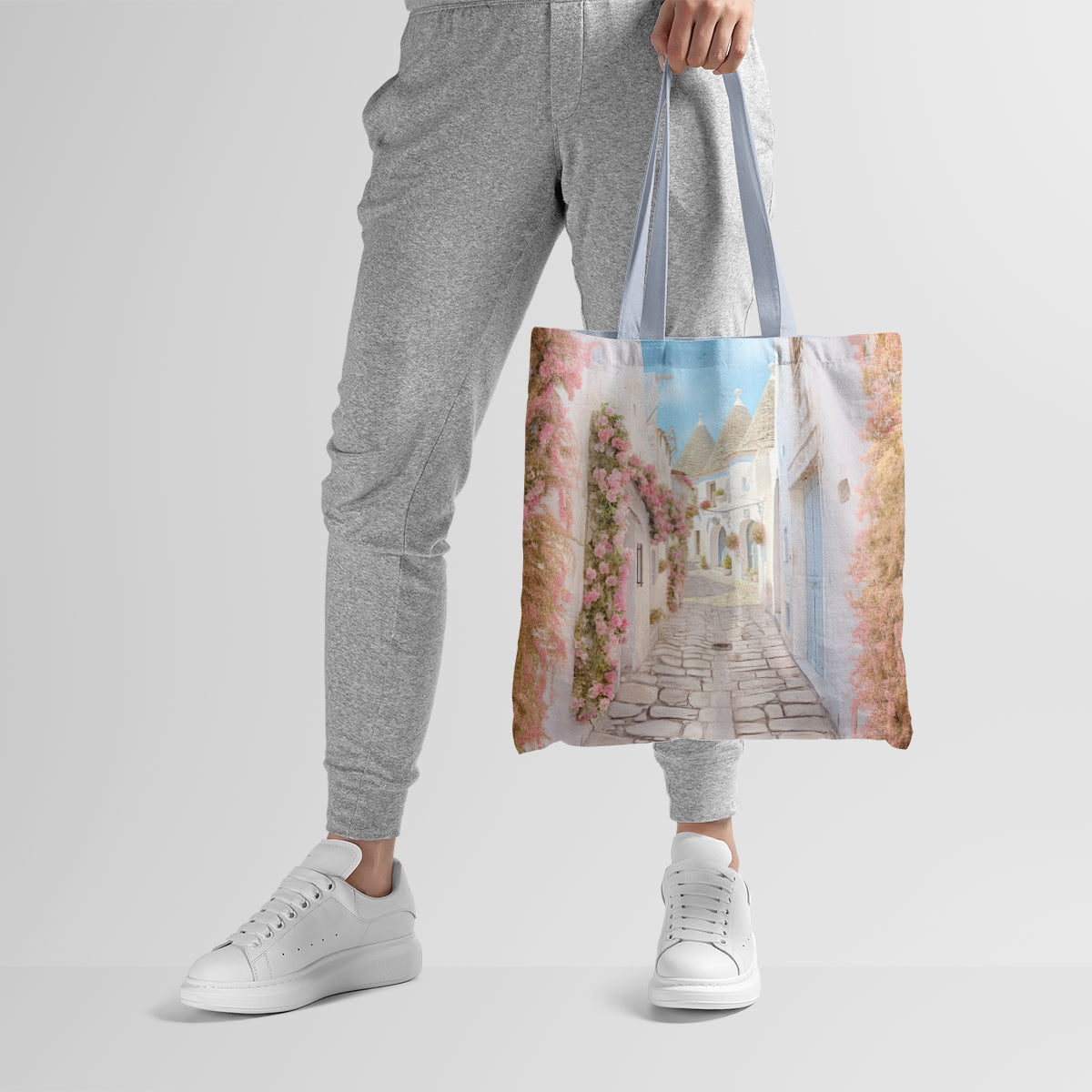 White Blossom Mediterranean Street Tote Bag