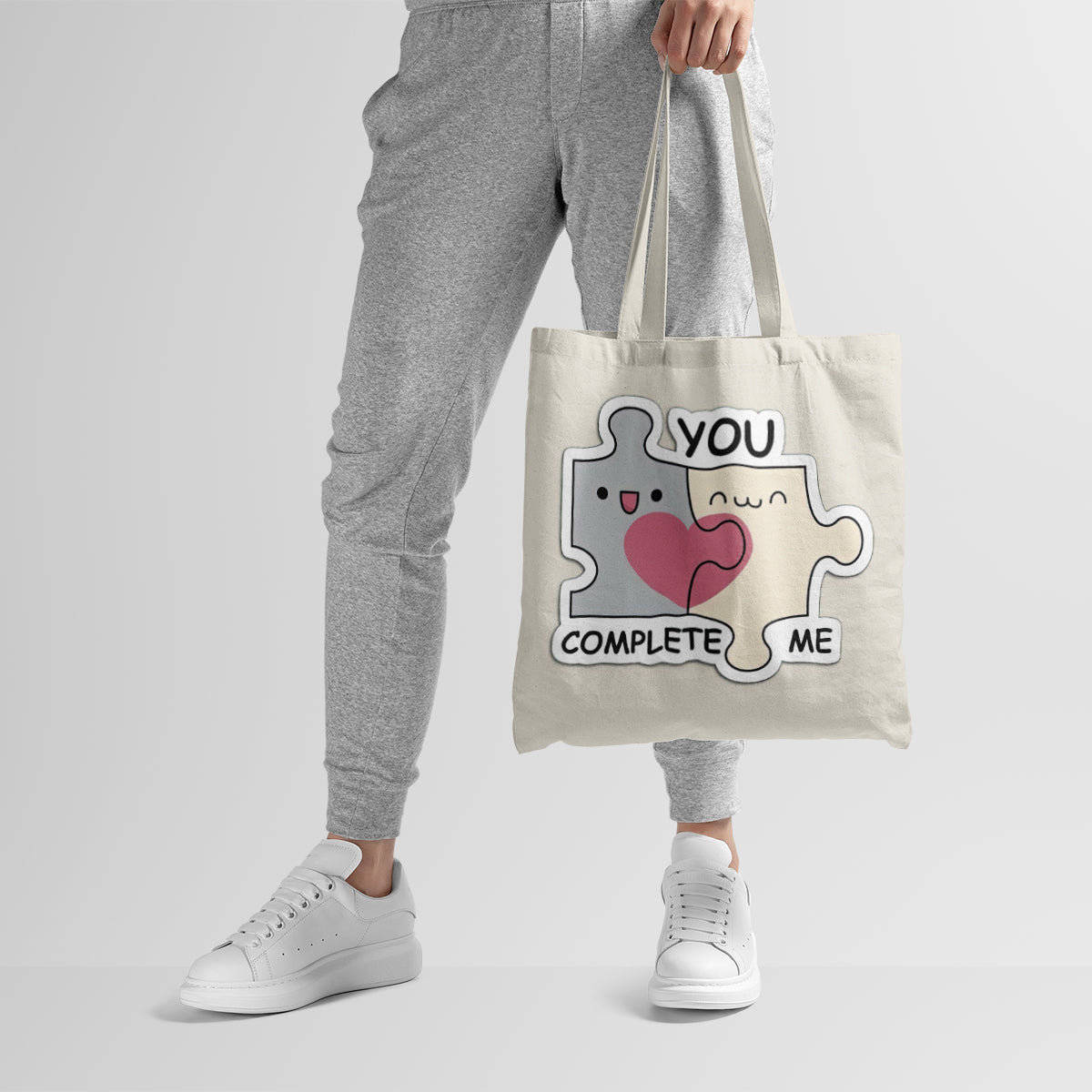 Cute Puzzle Heart Couple Tote Bag