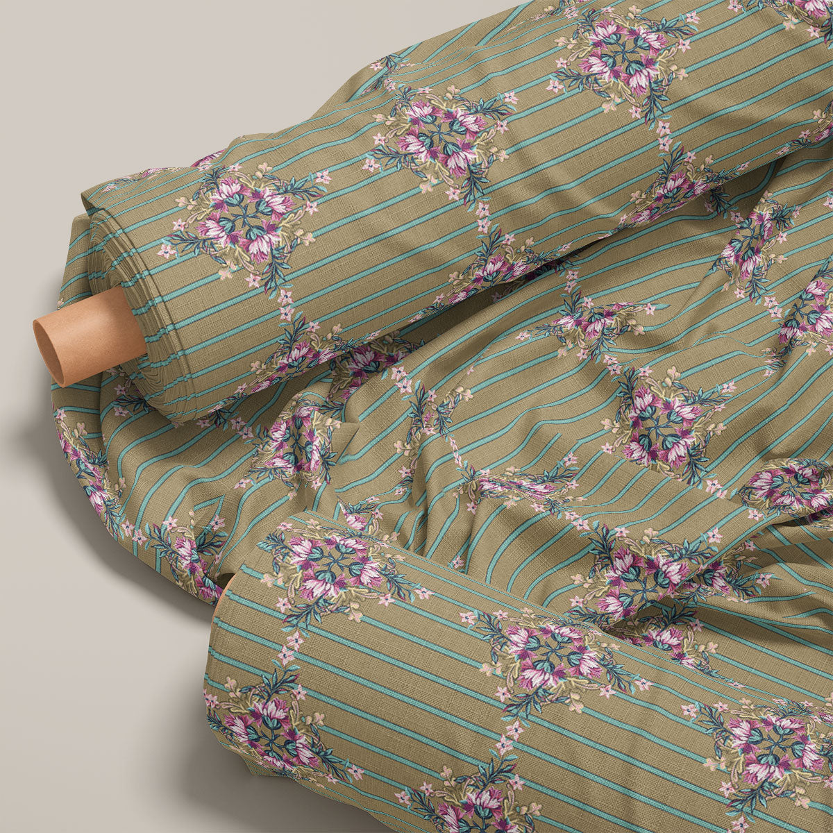 Pale Oyster Floral Print