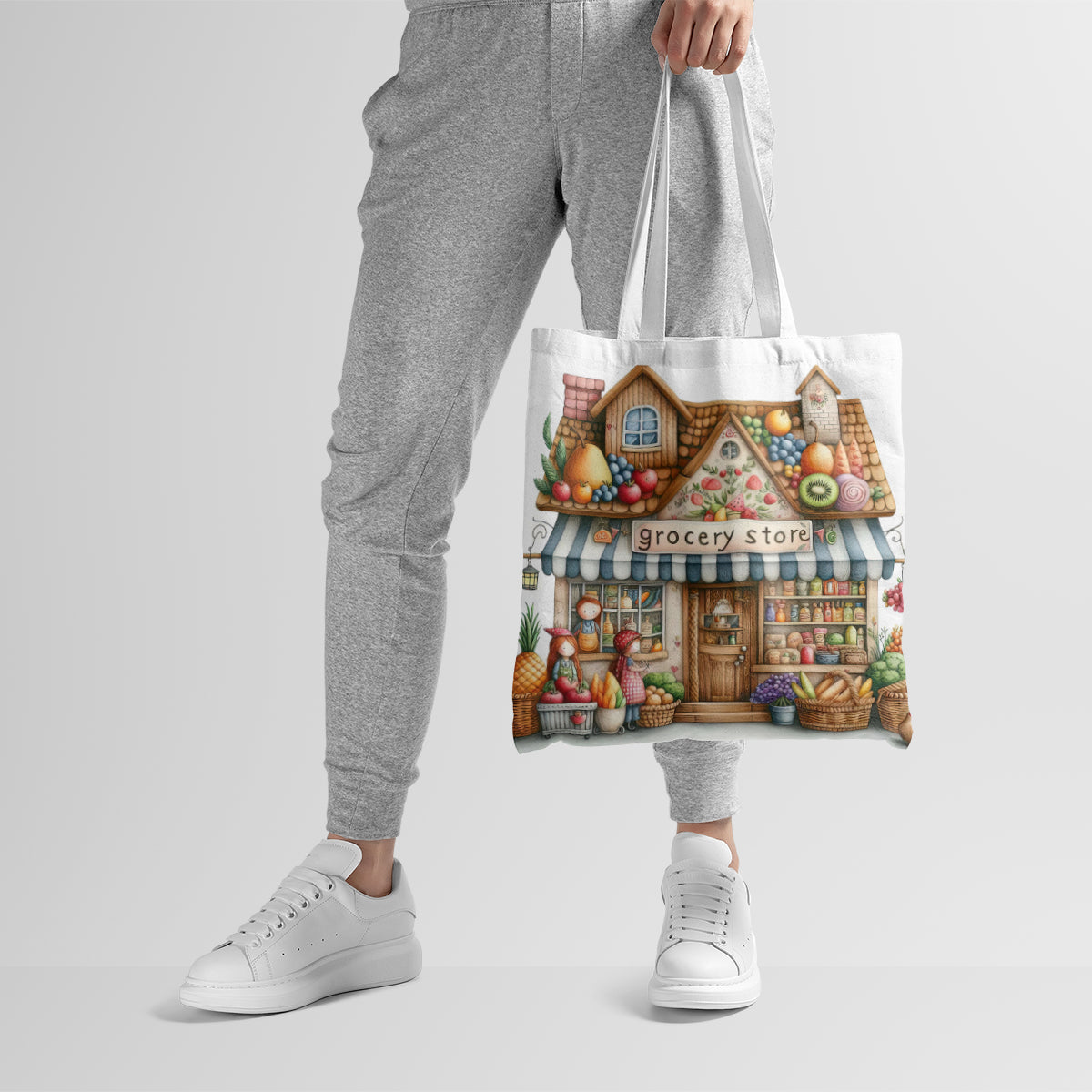 Cottage Grocery Store Pastel Market Tote Bag