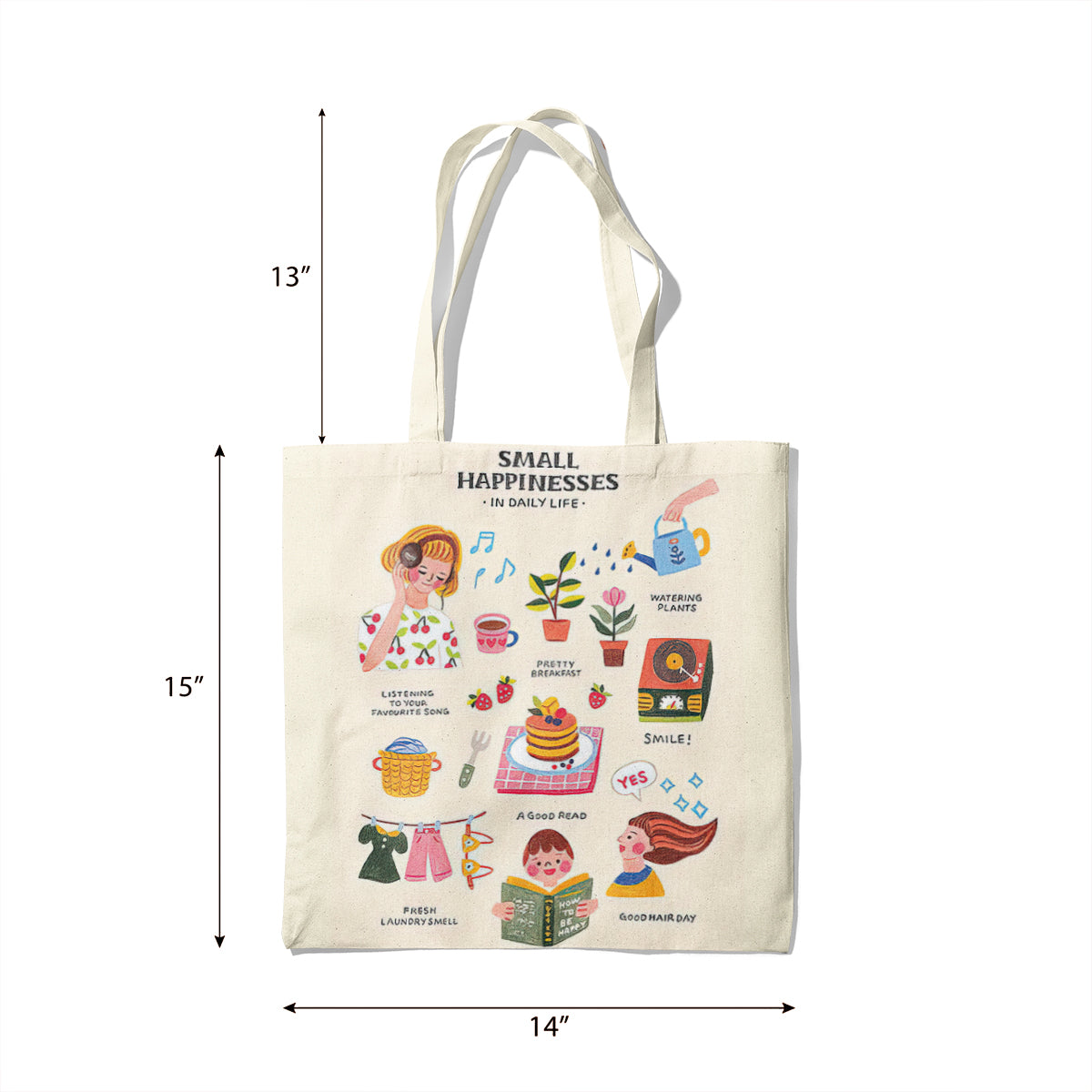 Small Happiness Canvas Tote Bag
