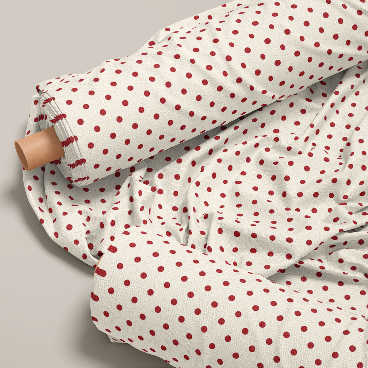 Crimson Red Polka Dots Print