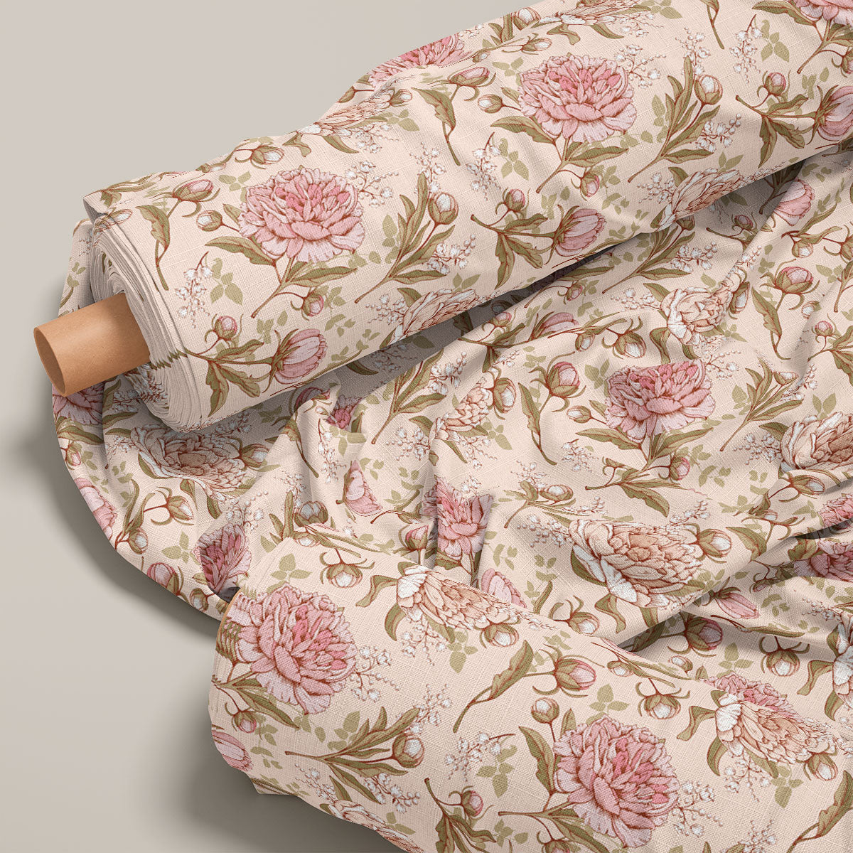 Flamingo Pink Vintage Rose Floral Print