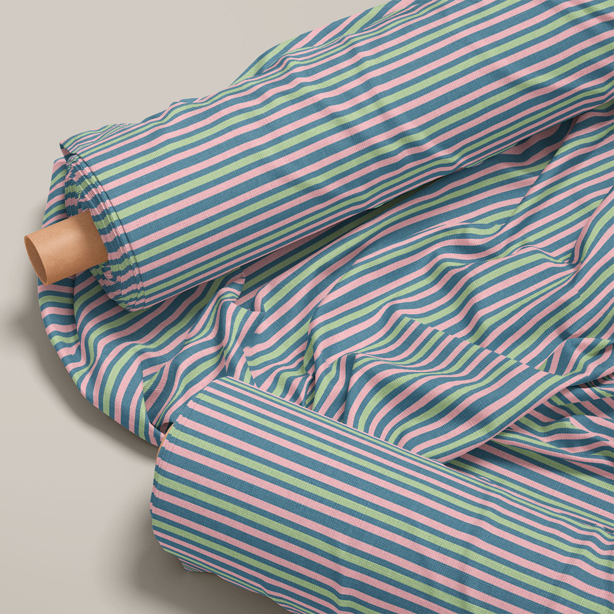 Blue Dianne and Fern Green Stripes Print