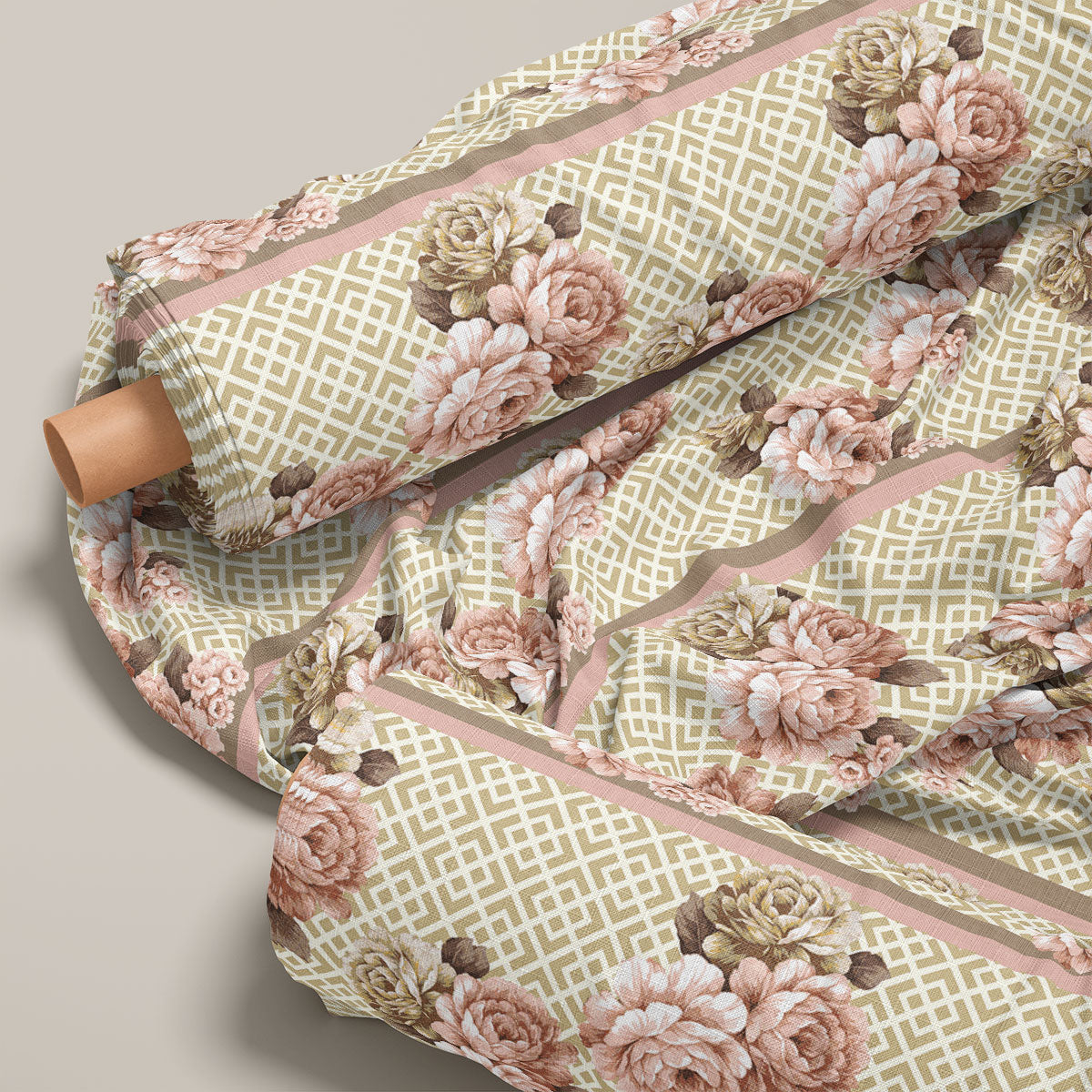 Rosy Brown Vintage Roses Floral Print